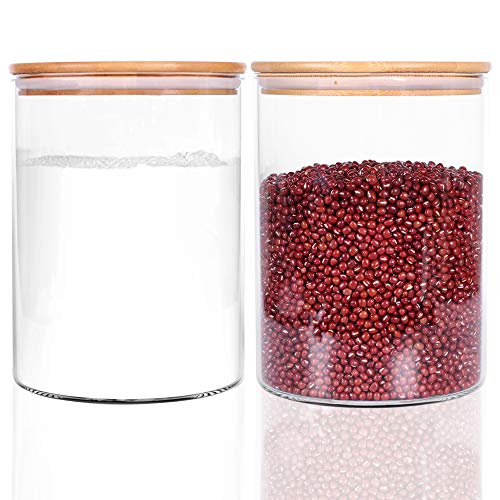 2 Pack Large Glass Food Storage Jars 100 Fl Oz Airtight Bamboo Lids Kitchen Canisters