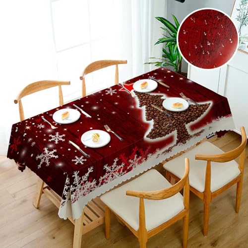 Swono Christmas Tree Tablecloth 52x70 Inch Washable Holiday Placemats Plaid Decor