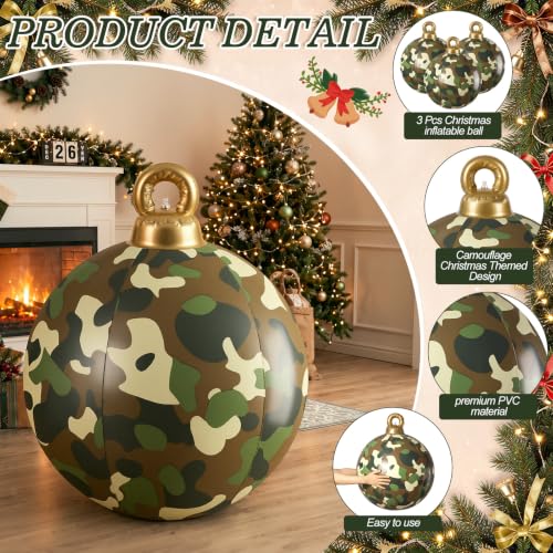 Jetec 24in Camouflage Christmas Inflatable Ball Ornament – Giant Outdoor Holiday Decor