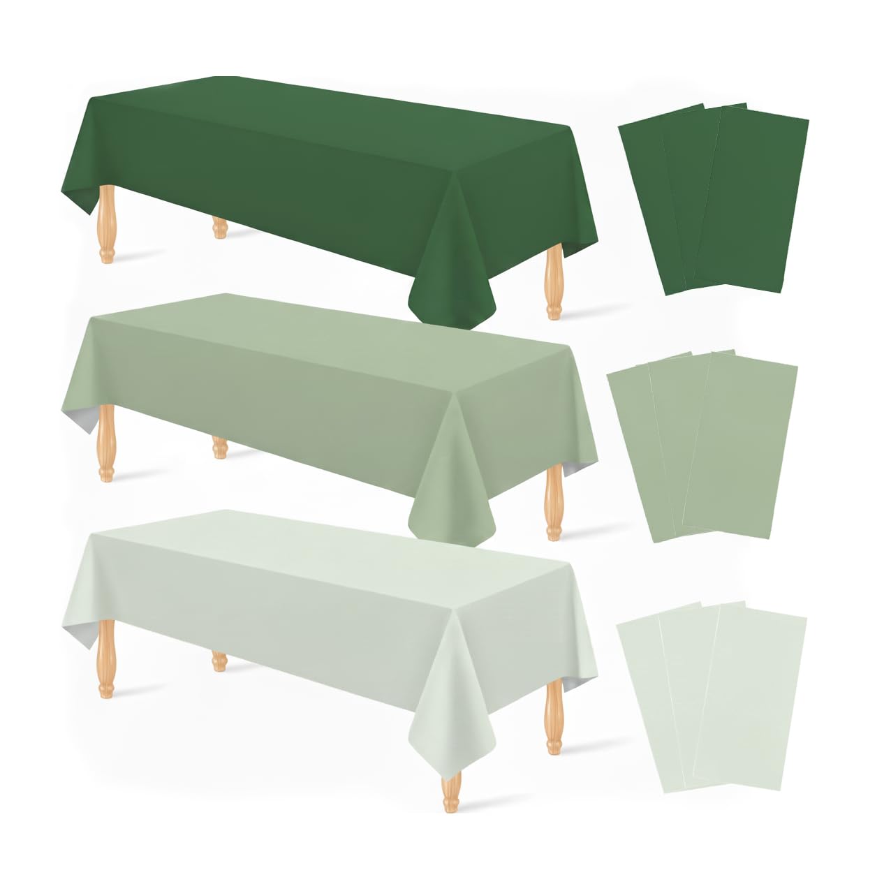 SEBMNOO Sage Green Plastic Tablecloth Rectangle Table Decorations, Plastic Table Cloth Disposable Tablecloths Waterproof for Birthday Baby Shower Thanksgiving Bridal Wedding