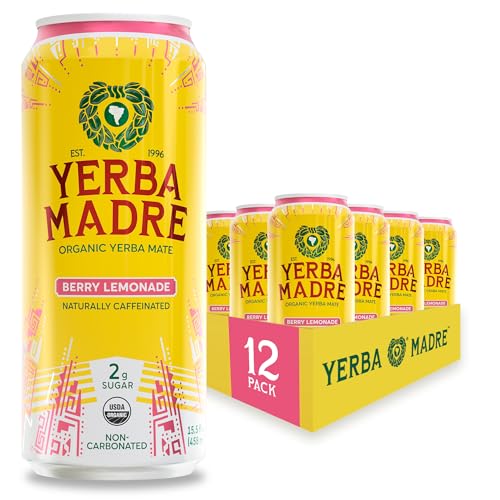 Guayaki Organic Yerba Madre Berry Lemonade Energy Drink, 15.5 Oz Pack of 12