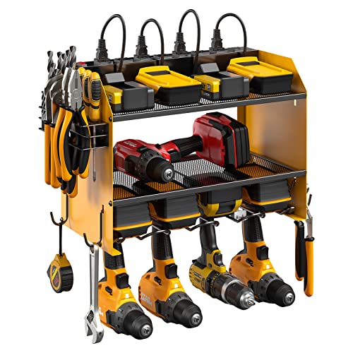 CCCEI Wall Mount Modular Tool Charging Organizer, Yellow, 2 Pack, 3