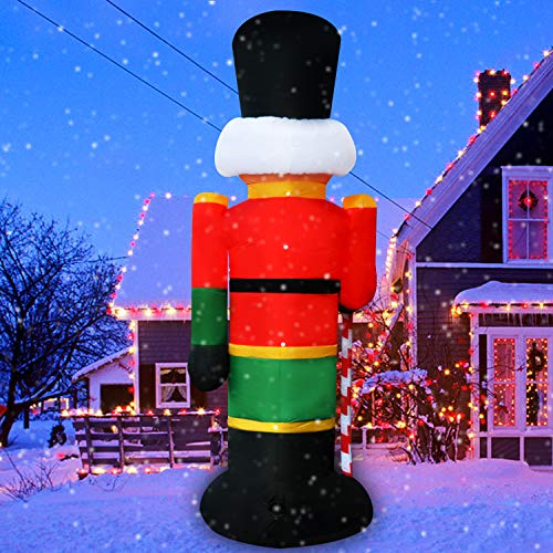 SEASONBLOW 8 ft Light Up Inflatable Nutcracker House Guard - Yard Christmas Decoration