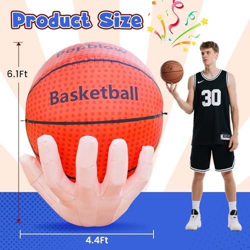 6Ft Inflatable Basketball Yard Decor with LED Lights Outdoor Holiday & Party