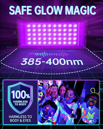 50W Black Lights 4 Pack IP66 Waterproof with Switch & Plug - Party & Glow Lighting