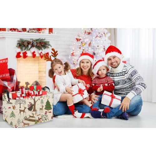 Sanjiaofeng Rectangular Christmas Basket Animal Storage Bins,Cute Storage Basket with Handles.Clothers,Books,Kid's Gifts Bins. (Animal Christmas)