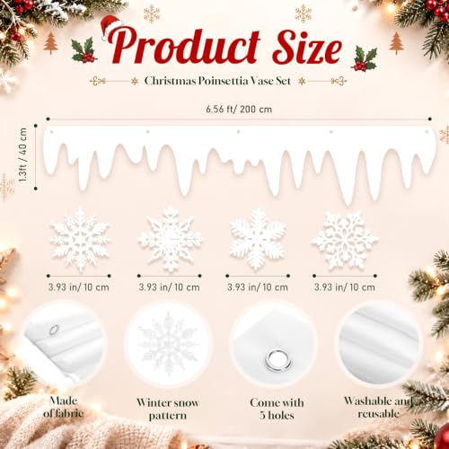 Winter Snow Awning Banner Kit - 4 Pcs 26ft Holiday Winter Decor with Snowflakes