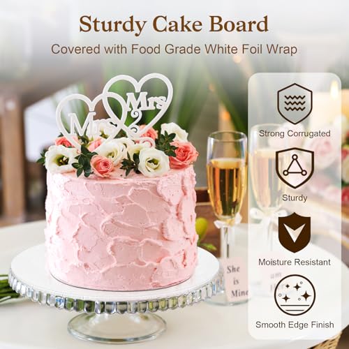 Essenya 10 Inch Cake Boards 12 Pack - Food Grade White Cake Drums for Wedding & Party