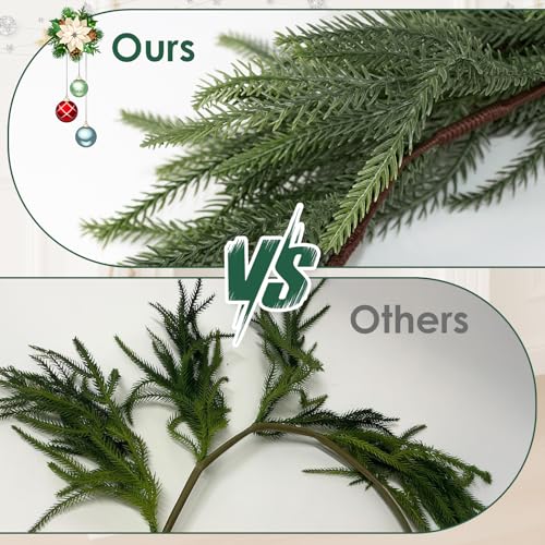Bribay 6FT Norfolk Pine Artificial Christmas Garland Winter Decor - Layered with Berries