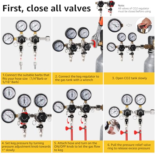 Dual Output CO2 Regulator for Draft Beer Kegs - CGA-320, Heavy Duty Brass