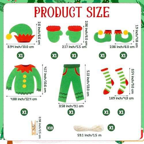 Christmas Elf Clothesline Banner - 23P Elf's Laundry Line Decor, Merry Christmas Bunting Garland Felt Gathering Hanging Accessories for Xmas Party Home Door Fireplace Office Indoor Outdoor