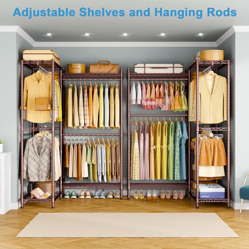 Bronze Ulif E4L L-Shaped Heavy-Duty Garment Rack with Shelves & Hangers