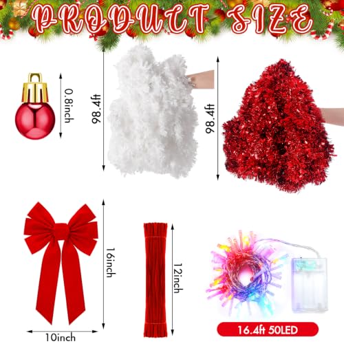 Wavwavw Christmas Car Spare Tire Wreath LED Garland - Red & White (DIY Kit)