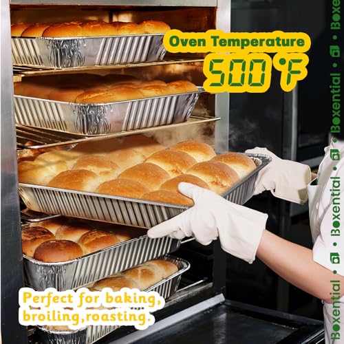 Boxential 21x13 Disposable Aluminum Pans 10 Pack Heavy Duty Deep Baking & Roasting