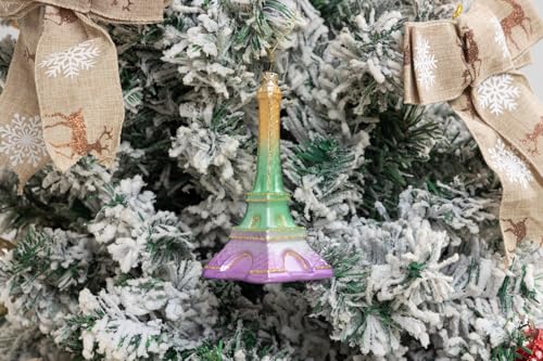 2pcs Glass Eiffel Tower Christmas Ornaments for Holiday Tree Decor