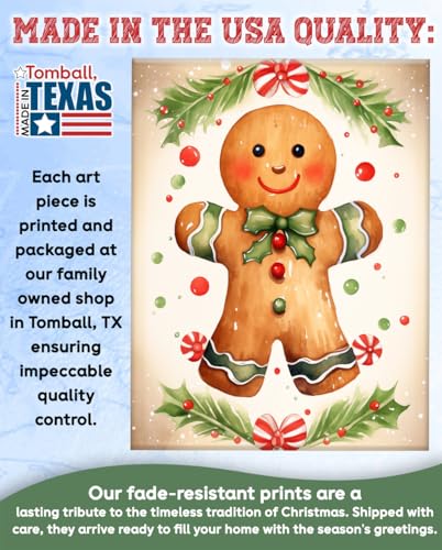 Lone Star Art Christmas Gingerbread Man Wall Art Print 14x11 Unframed Holiday Decor