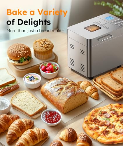 17-in-1 Stainless Steel Bread Maker 2LB Capacity - 15.35 x 12.01 x 13.78 Inches