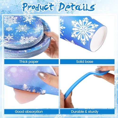 Kochorie Frozen Snowflake Party Supplies Set for Winter & Christmas - 144 Pieces