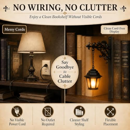 3-in-1 Vintage Library Lantern Bookshelf Light with Warm LED Nightlight