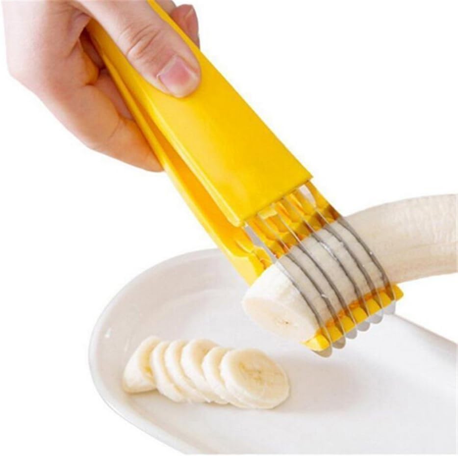 Skiennix Stainless Steel Banana Chopper - Creative Fruit Cutter & Vegetable Peeler | Yellow