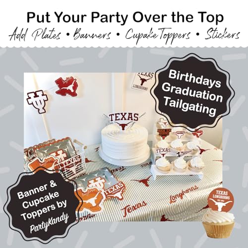 PartyKandy Texas Longhorns 37 Pc Party Supplies with Plates, Napkins & Tablecloth - University of Texas Theme