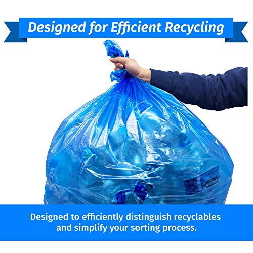 40-45 Gallon Recycling Trash Bags - Blue 200 Count Bulk Recyclable Garbage Liners