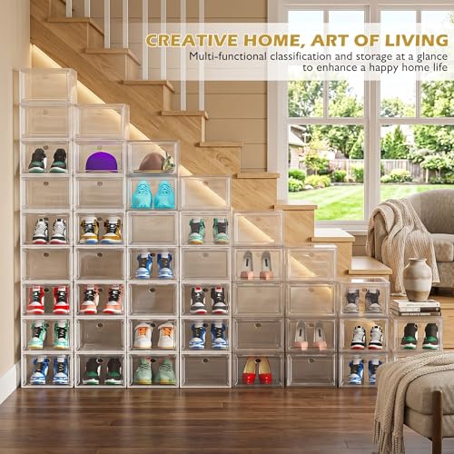 7 Code White 6-Pack Clear Shoe Organizer with Magnetic Door, Stackable