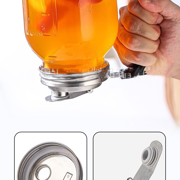 Stainless Steel Mason Jar Lids with Rubber Gasket and Handle,Mason Jar Lids for Wide Mouth,Bottle Cover for Cold Brew Grain Screw Cans Caps (Jars Not Included) (2)