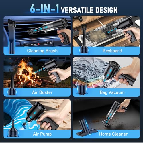 FAOGO Gray Cordless Car Vacuum 35000Pa Powerful Handheld Cleaner with 6-in-1 Attachments