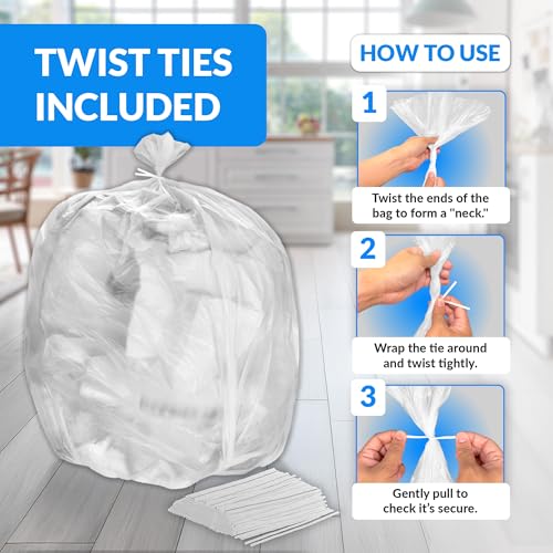 Reli. 50 Gallon Heavy Duty Trash Bags with Twist Ties - Made in USA