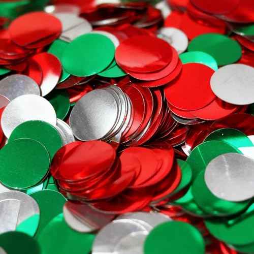Red White Green Round Metallic Foil Confetti 8000 Pcs Multicolor Christmas Shiny Round Table Confetti for Wedding £¬Graduation £¬Party Decorations,60g of pack