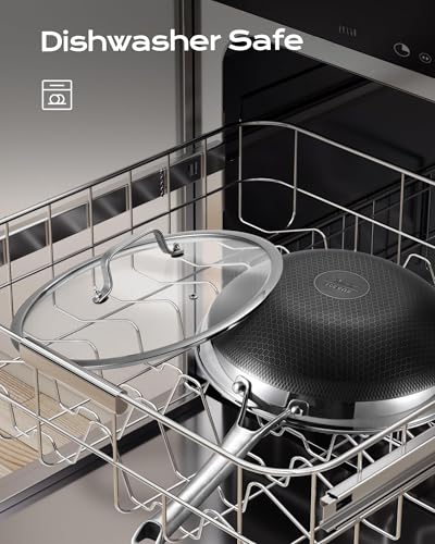 NeoForge 12 Inch Hybrid Wok with Lid - Honeycomb Crystal Nonstick & Even Heat
