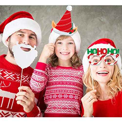 Christmas Photo Booth Props 36Pcs (Upgraded Version) - Party Supplies for July and Merry Celebrations, Red and Green Pose Sign Decorations for Kids and Adults