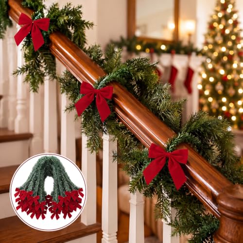 Yinder 30 Pcs 20-Inch Christmas Garland Twist Ties with Red Bow for Holiday Decor