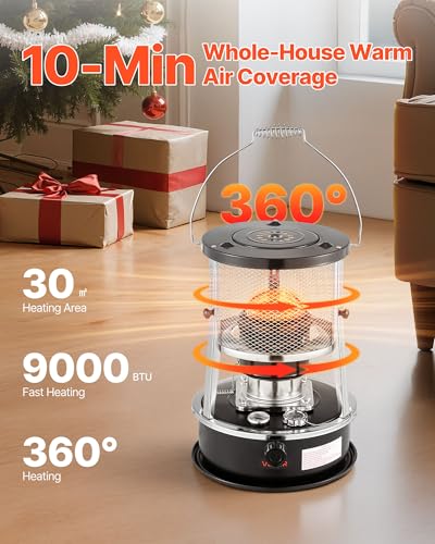 Portable Kerosene Heater & Stove 9000 BTU Indoor Outdoor Camping Fireplace with Adjustable Height