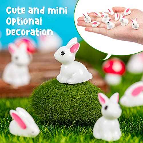 Miniature Rabbit Figurines, 100Pcs Mini Resin Bunny Animals Toy, Miniature Rabbit for Landscape Ornaments Garden Decor Potted Plant,Cake Topper Decoration