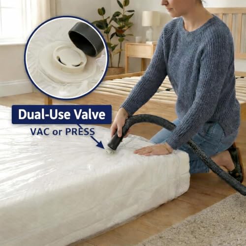 Heavy Duty Full/Queen Mattress Storage Bag - Water-Resistant Vacuum Compression Cover