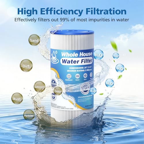 Caehomly 4-Pack 5 Micron 10x4.5 Inch Whole House Water Filter for GE FXHSC
