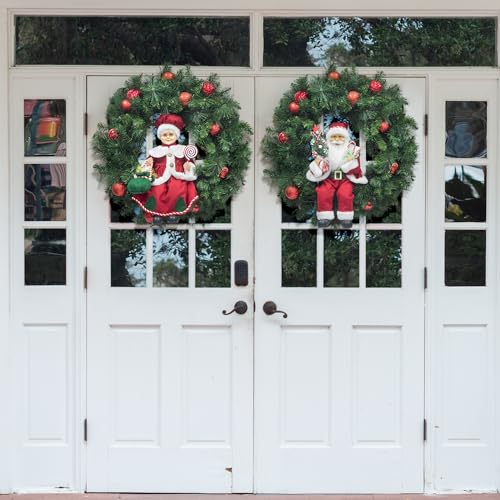 ITART 17-Inch Mr. & Mrs. Claus Figurines with Lights and Timer – Battery-Operated Christmas Decor