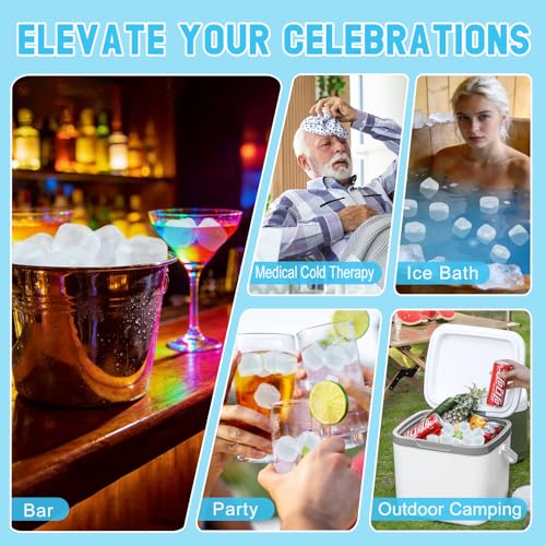 White Reusable Ice Cubes - 300 Pack, BPA-Free, Slow-Melting, for Drinks & Cold Therapy