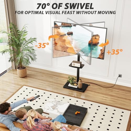 Floor TV Stand with Power Outlet for 32-65 Inch TVs up to 88 lbs – Adjustable Height & Swivel