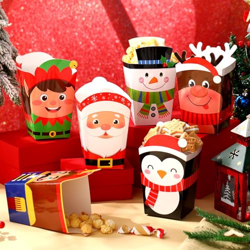 Reindeer Christmas Popcorn Boxes 60 Pack Treat Candy Holders Holiday Party Supplies