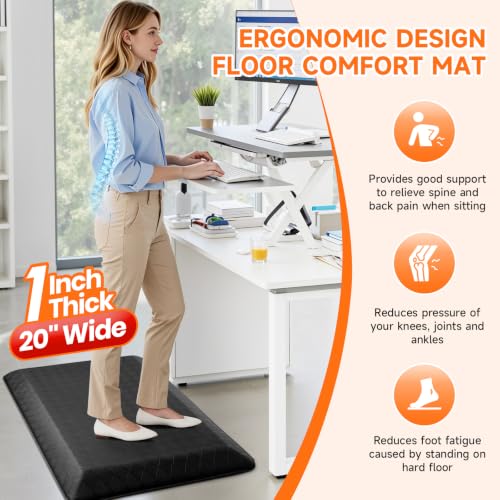 Kitchen Anti-Fatigue Mat 1 Inch Thick Non-Slip Support for Cooking & Work - Black 32 x 20 Variation of THIS listing