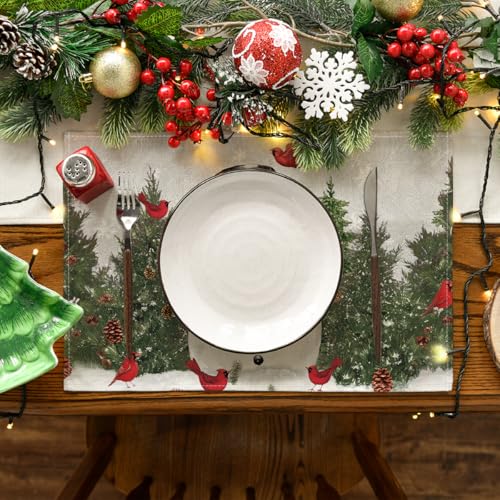 Artoid Mode 12x18 Inch Snowman Christmas Placemats Set of 8 - Grey Winter Holiday Table Mats