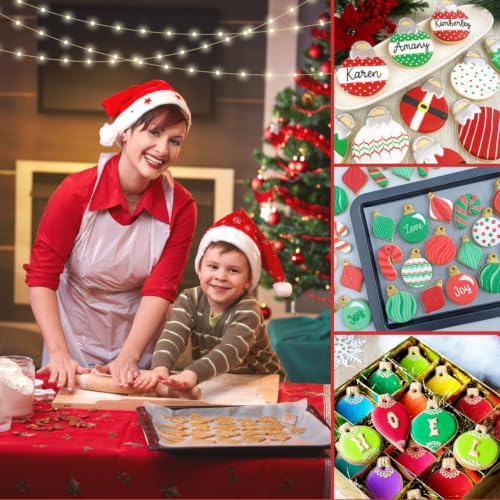 KAISHANE 3-Piece Christmas Cookie Cutter Set with Light & Ornament Shapes for Baking