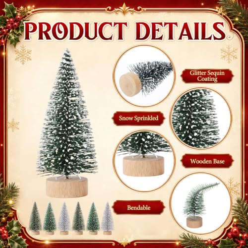 Sumind 48 Pcs Mini Bottle Brush Christmas Trees