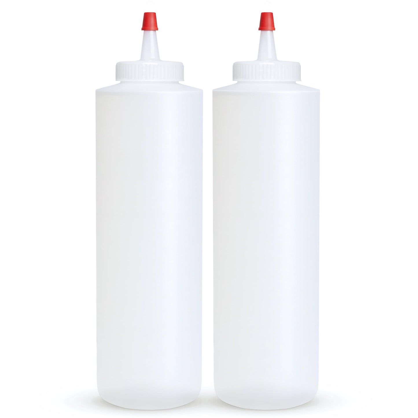 BRIGHTFROM Squeeze Bottles, Leak Proof, Wide Neck, BPA FREE Plastic, 16 OZ 2 PACK, Condiment Empty Squirt Bottle with Red Top Cap - for Ketchup, Mustard, Syrup, Sauces, Dressing, Oil, Arts & Crafts
