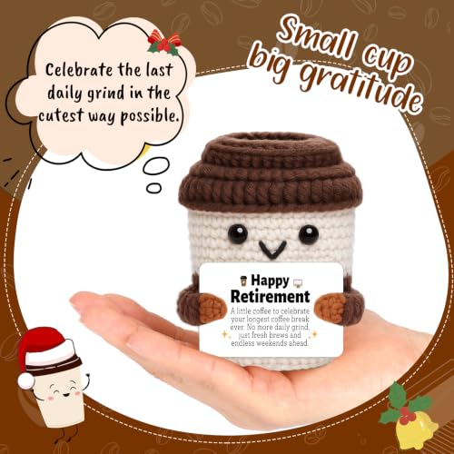 Retirement Gift for Coworker Women – Crochet Coffee Cup (OCCdesign) - Variation: Retirement