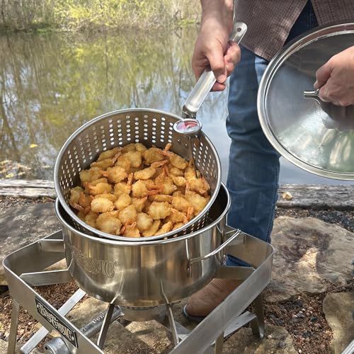 Bayou Classic 10-Quart Stainless Steel Deep Fryer Pot with Lid & Basket