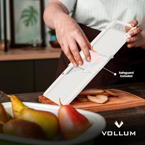 Vollum Wide Japanese Mandoline Slicer - Professional Vegetable Cutter with Interchangeable Stainless Steel Blades